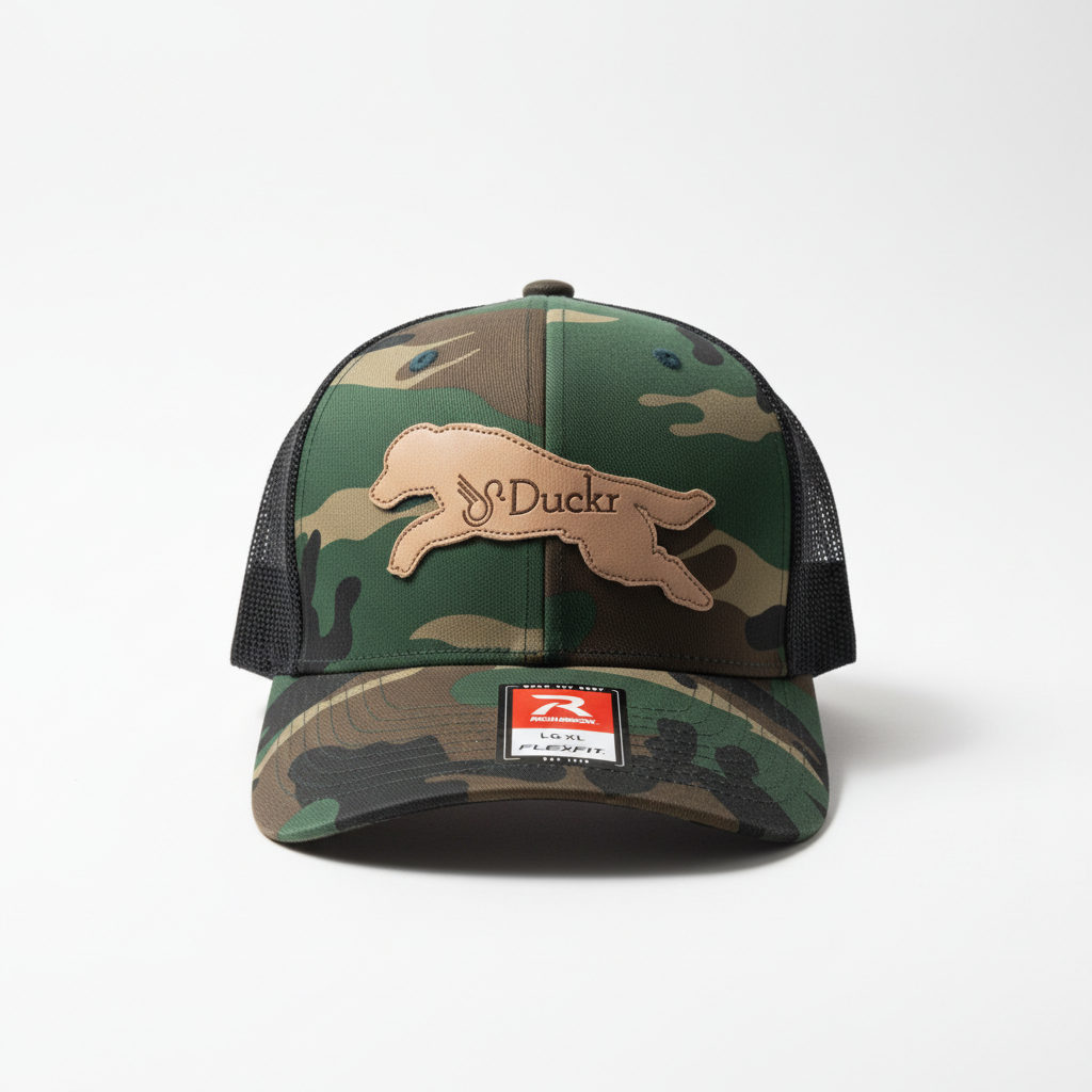 Camo Duckr Khaki Camo Flexfit Running Dog Cap