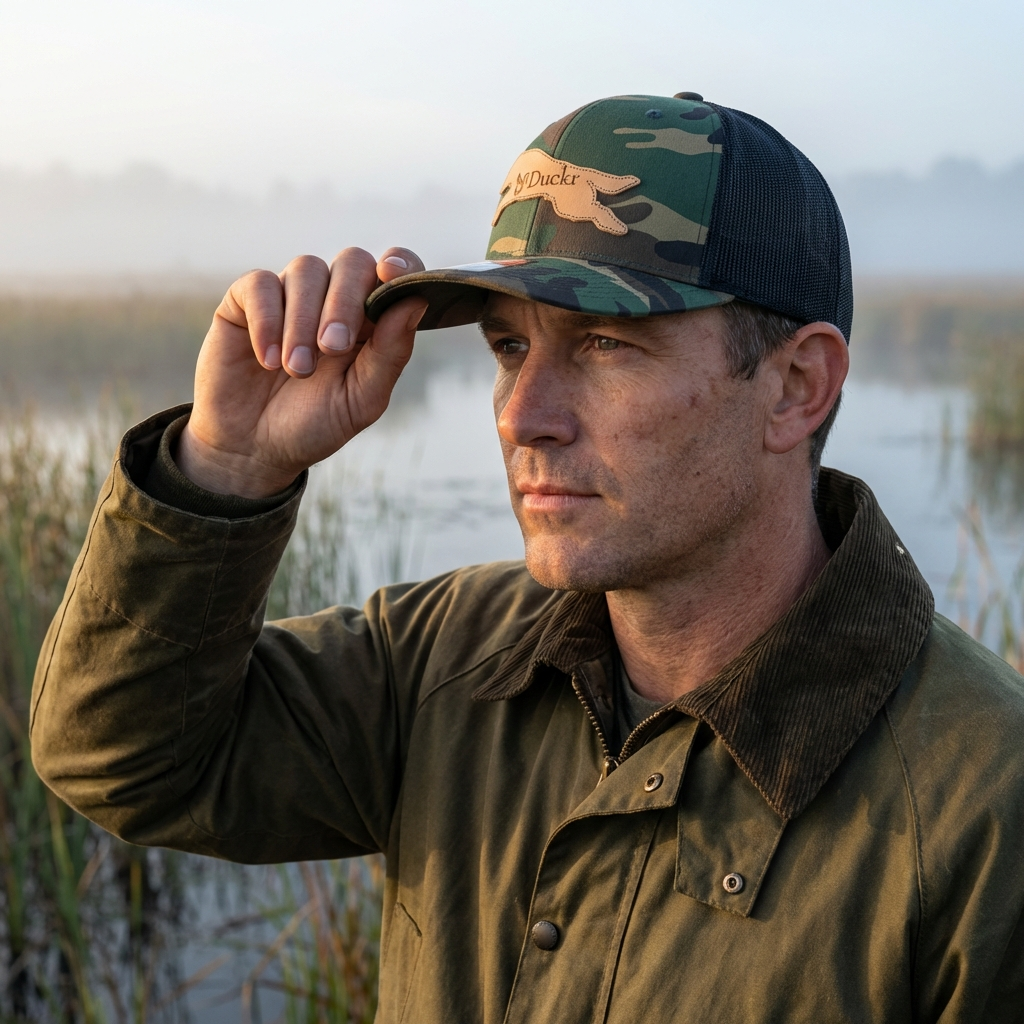 Camo Duckr Khaki Camo Flexfit Running Dog Cap