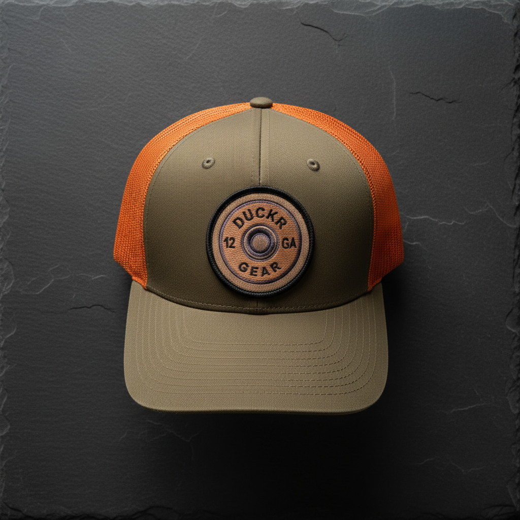 Duckr Brown/Orange Shot Shell Trucker