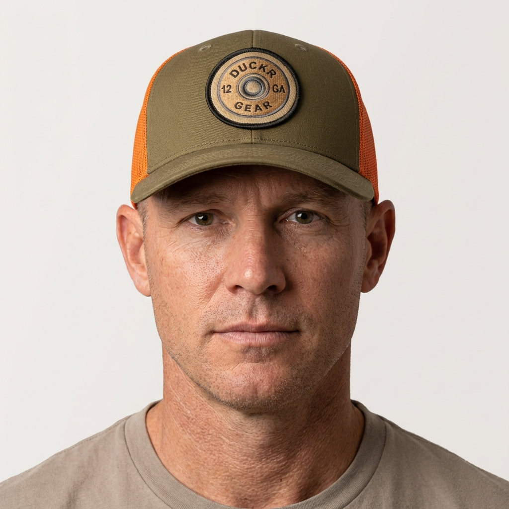 Duckr Brown/Orange Shot Shell Trucker