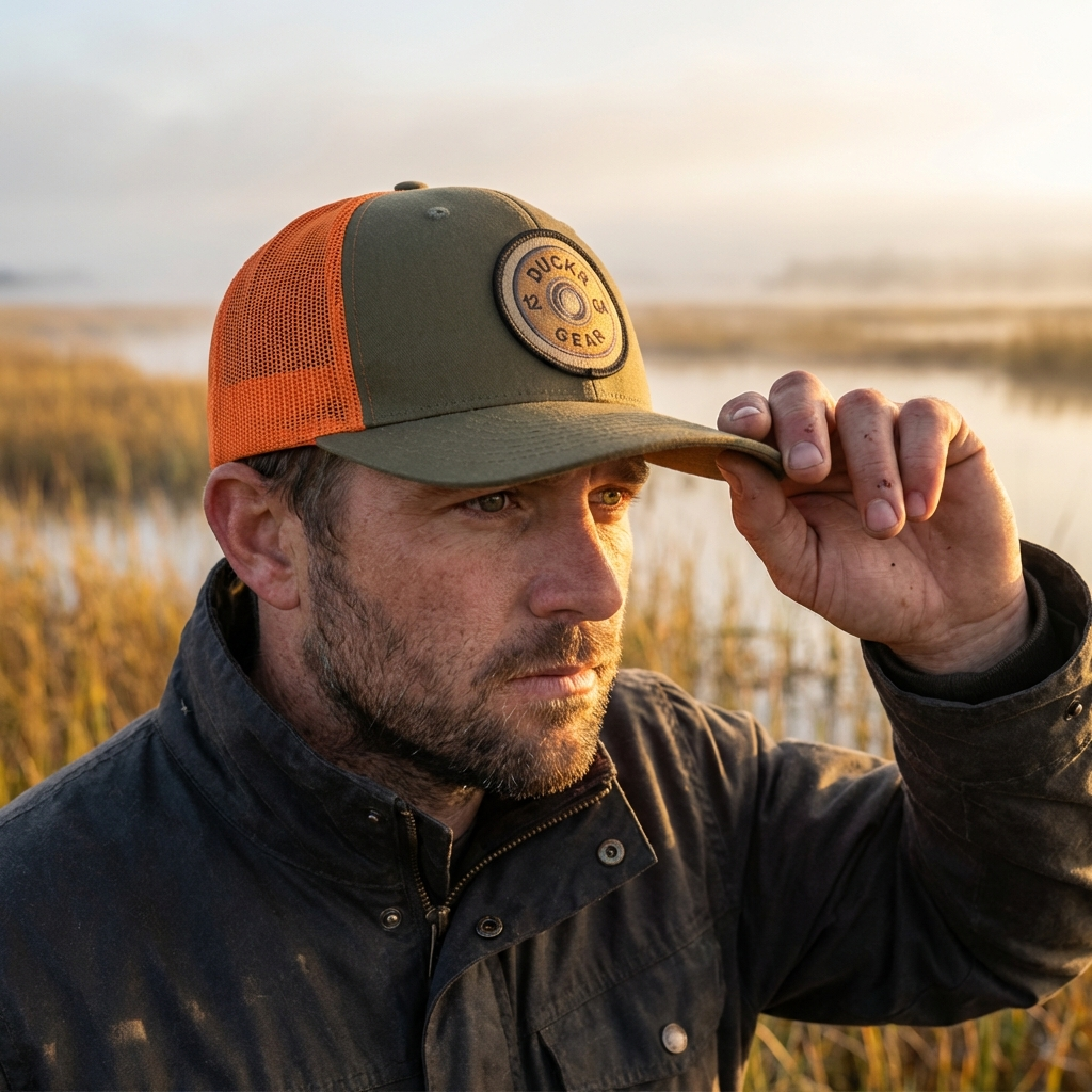 Duckr Brown/Orange Shot Shell Trucker