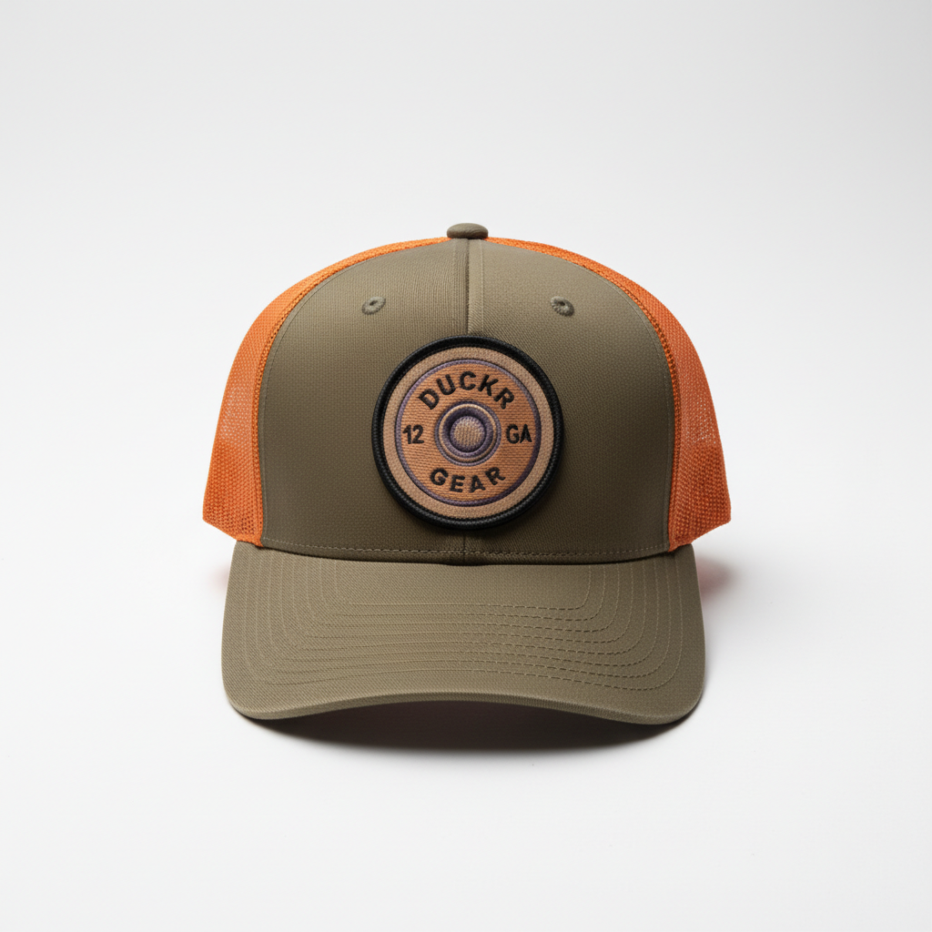 Duckr Brown/Orange Shot Shell Trucker